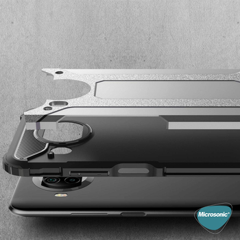 Microsonic Xiaomi Redmi Note 9 Pro 5G Kılıf Rugged Armor Gümüş