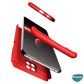 Microsonic Xiaomi Redmi Note 9 Pro Max Kılıf Double Dip 360 Protective AYS Kırmızı