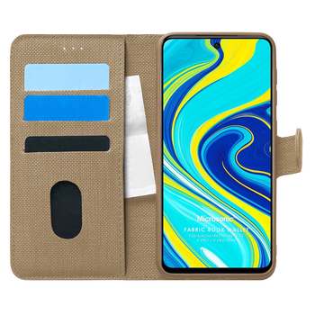 Microsonic Xiaomi Redmi Note 9 Pro Max Kılıf Fabric Book Wallet Gold