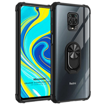 Microsonic Xiaomi Redmi Note 9 Pro Max Kılıf Grande Clear Ring Holder Siyah Microsonic Xiaomi Redmi Note 9 Pro Max Kılıf Grande Clear Ring Holder Siyah