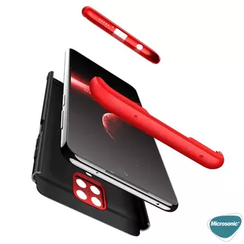 Microsonic Xiaomi Redmi Note 9 Pro Max Kılıf Double Dip 360 Protective Siyah Kırmızı