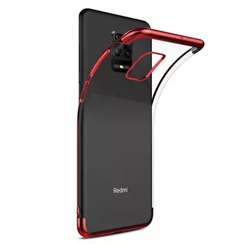 Microsonic Xiaomi Redmi Note 9 Pro Max Kılıf Skyfall Transparent Clear Kırmızı