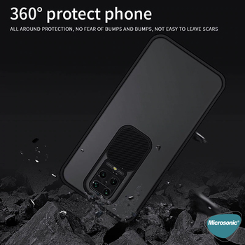 Microsonic Xiaomi Redmi Note 9 Pro Max Kılıf Slide Camera Lens Protection Lacivert