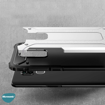 Microsonic Xiaomi Redmi Note 9 Kılıf Rugged Armor Gümüş